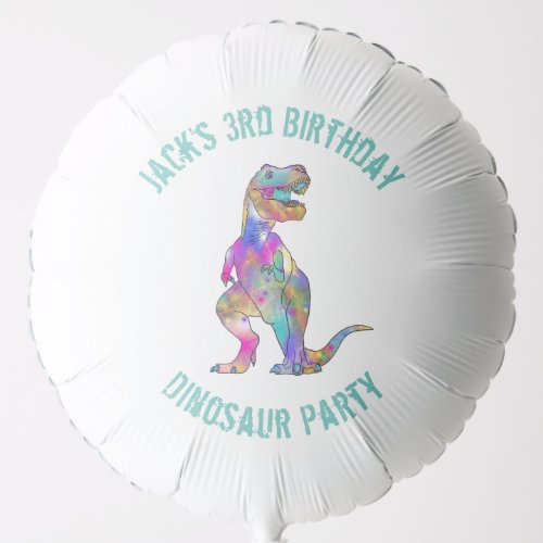 Dinosaur Boys 3rd Birthday Party T Rex Roar Teal Balloon