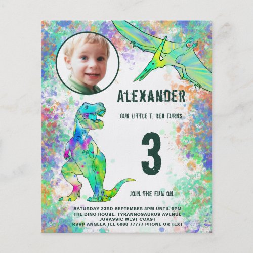 Dinosaur Boys Birthday Party Budget Flyer