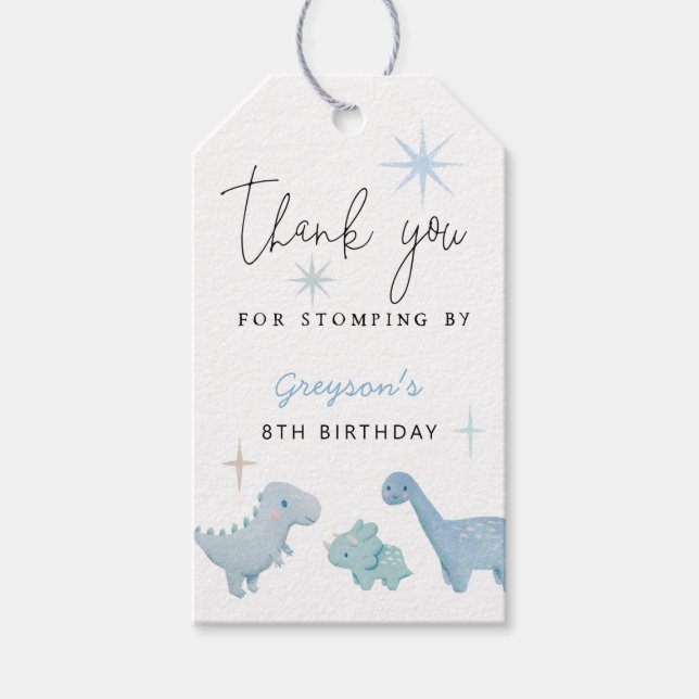 Dinosaur Boys Birthday Party   Gift Tags (Front)