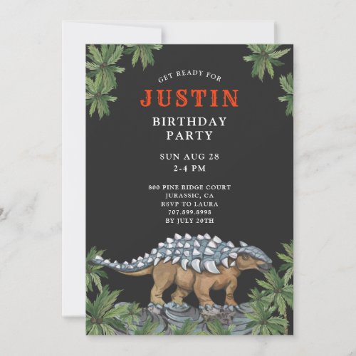 Dinosaur Boys Birthday Party Invitation