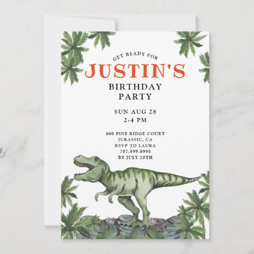 Dinosaur Boys Birthday Party Invitation