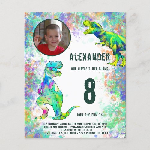 Dinosaur Boys Birthday Party Photo Budget Flyer