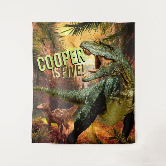 Dinosaur Boys Birthday TRex | Custom Name Backdrop (Front)