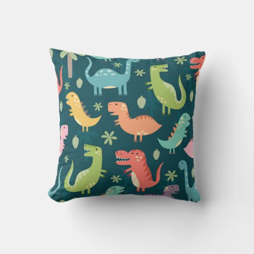 Dinosaur Boys Nursery Pattern Throw Pillow