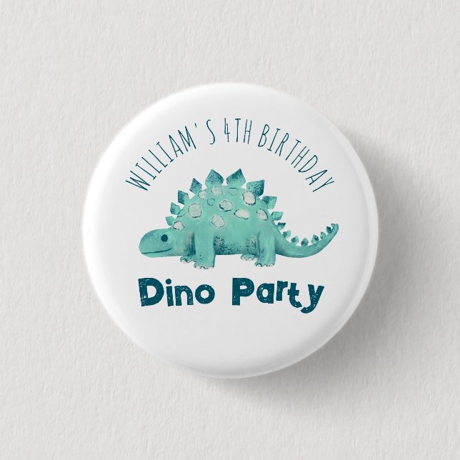 Dinosaur Boys Party Stegosaurus Button (Front)