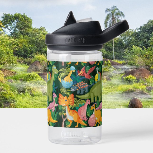 Dinosaur Boys Personalize Name Durable Water Bottle (Creator Uploaded)