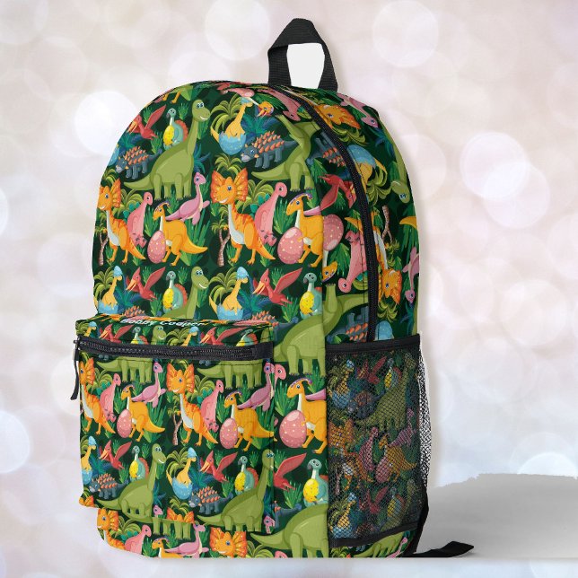 Dinosaur Boys Personalize Name Holds Laptop Printed Backpack (Creator Uploaded)
