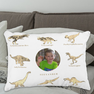 Dinosaur Boys Personalized Name and Photo Accent Pillow