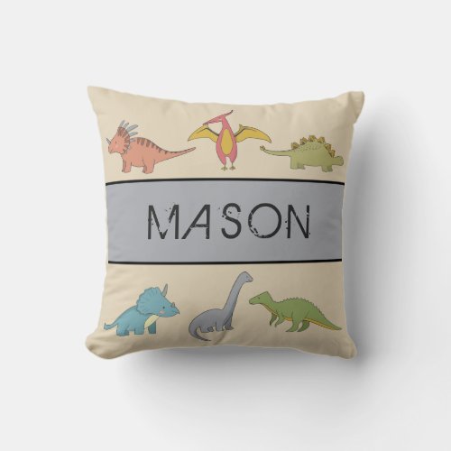 Dinosaur Boys Room Personalized Name Pillow
