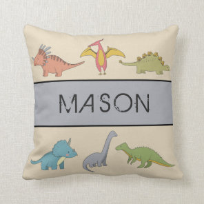 Dinosaur Boys Room Personalized Name Pillow