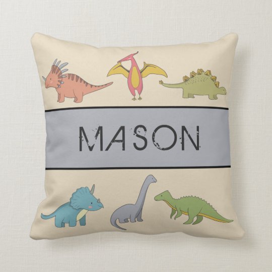 Dinosaur Boys Room Personalized Name Pillow Zazzle Com