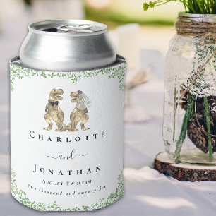 Dinosaur Bride and Groom Custom Wedding  Can Cooler
