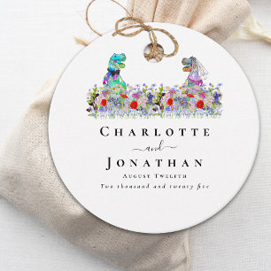 Dinosaur Bride and Groom Custom Wedding Favor Tags