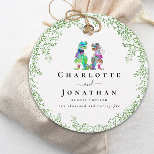 Dinosaur Bride and Groom Custom Wedding Favor Tags