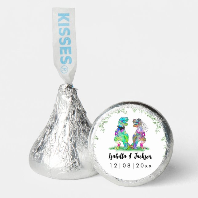 Dinosaur Bride and Groom Custom Wedding Hershey®'s Kisses® (Front)
