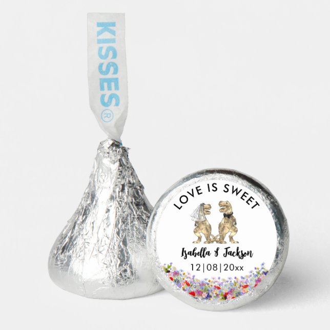 Dinosaur Bride and Groom Custom Wedding Hershey®'s Kisses® (Front)