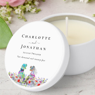 Dinosaur Bride and Groom Custom Wedding Mini Candle Favors