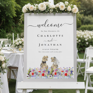 Dinosaur Bride and Groom Custom Wedding Welcome Poster