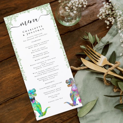 Dinosaur Bride and Groom Wedding Menu