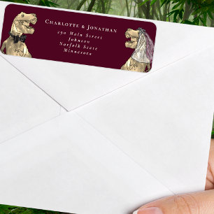 Dinosaur Bride and Groom Wedding Return Address Label