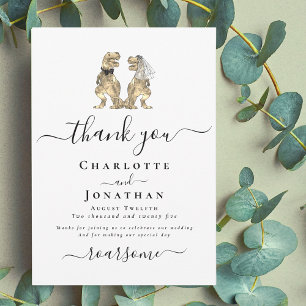 Dinosaur Bride and Groom Wedding Thank You Card
