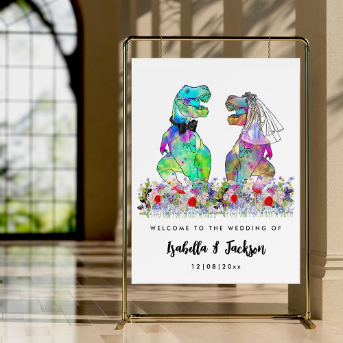 Dinosaur Bride and Groom Wedding Welcome Foam Board
