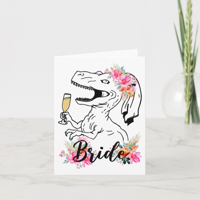 Dinosaur Bride Bridesmaid Floral Bachelorette Part Card (Front)