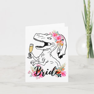 Dinosaur Bride Bridesmaid Floral Bachelorette Part Card