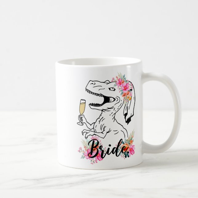 Dinosaur Bride Bridesmaid Floral Bachelorette Part Coffee Mug (Right)