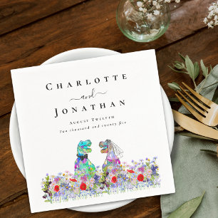 Dinosaur Bride & Groom Custom Wedding Napkins