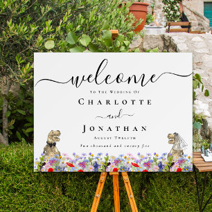 Dinosaur Bride & Groom Custom Wedding Welcome Foam Board