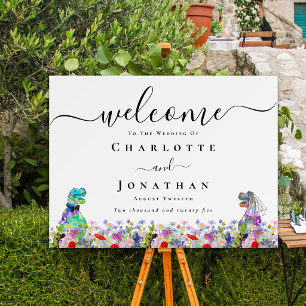 Dinosaur Bride & Groom Custom Wedding Welcome Foam Board