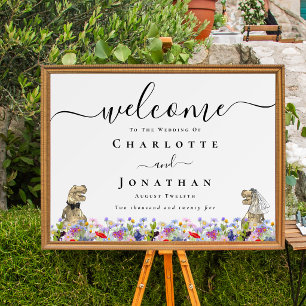 Dinosaur Bride & Groom Custom Wedding Welcome Poster