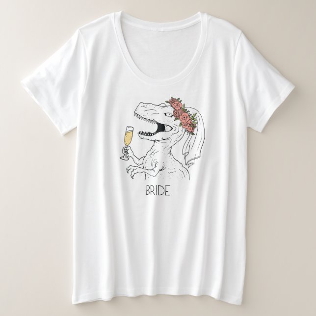 Dinosaur Bride Plus Size V-Neck T-Shirt (Design Front)