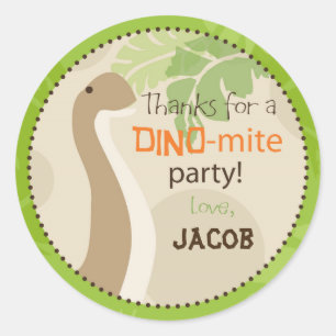 Dinosaur Brontosaurus Birthday Cupcake Topper Classic Round Sticker