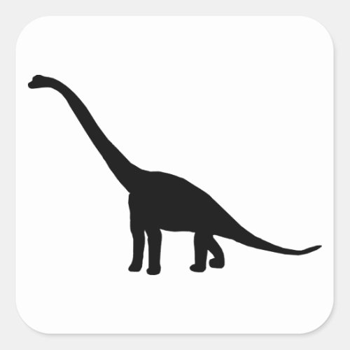 Dinosaur Brontosaurus Black and White Square Sticker