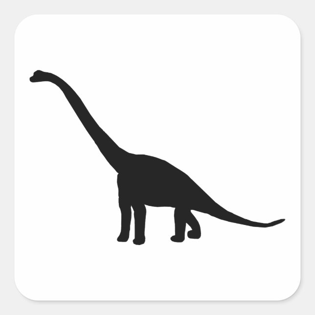 Dinosaur Brontosaurus Black and White Square Sticker (Front)