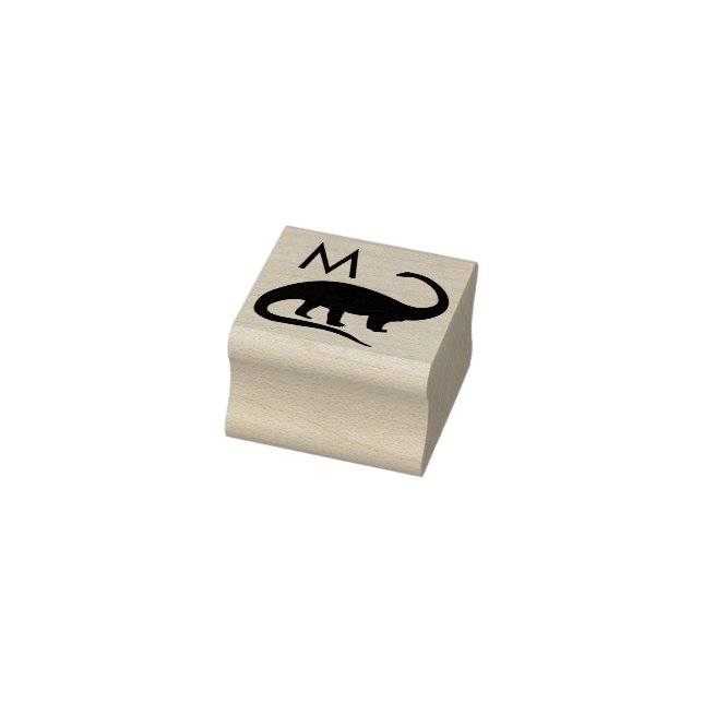 Dinosaur Brontosaurus Cute Kid's Monogram Initial Rubber Stamp (Stamp)