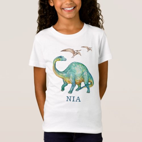 Dinosaur Brontosaurus Personalized Girls T_Shirt