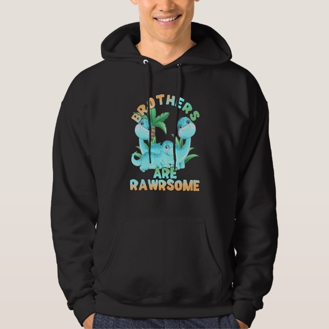Dinosaur Brother 3 Brothers Big Little Middle Rawr Hoodie (Front)