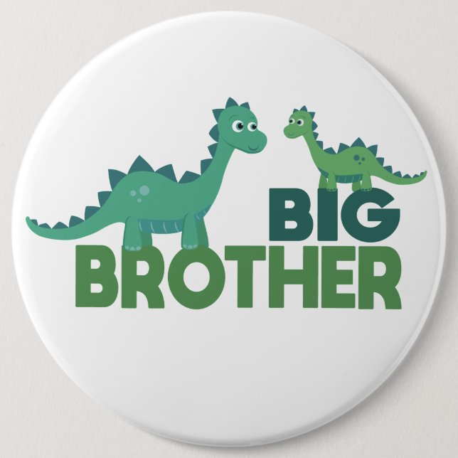 Dinosaur brothers, big brother young boy button (Front)