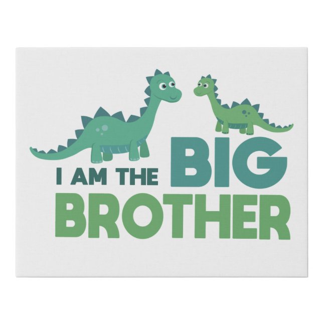 Dinosaur brothers, bog brother boys room decor faux canvas print (Front)