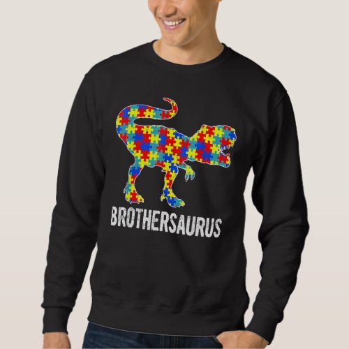 Dinosaur Brothersaurus T Rex Autism Awareness Auti Sweatshirt