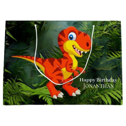 Dinosaur Brown T Rex Jurassic Party   Large Gift Bag