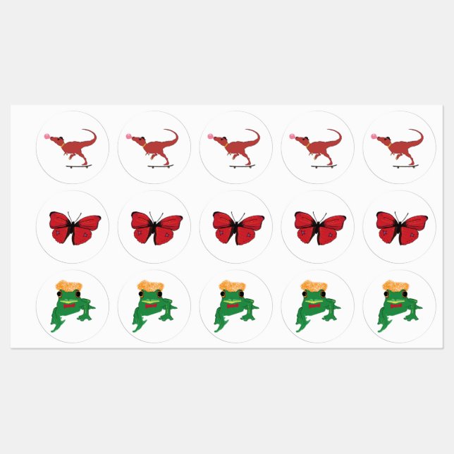 Dinosaur, Butterflies and Frog Labels (Sheet)