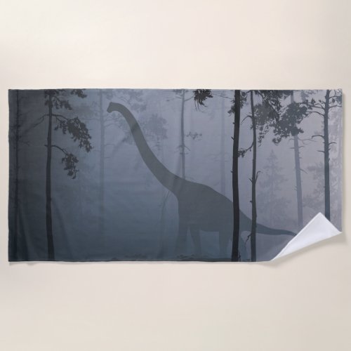 Dinosaur by Moonlight Beach Towel