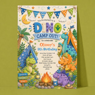 Dinosaur Camp Out Birthday Invitation