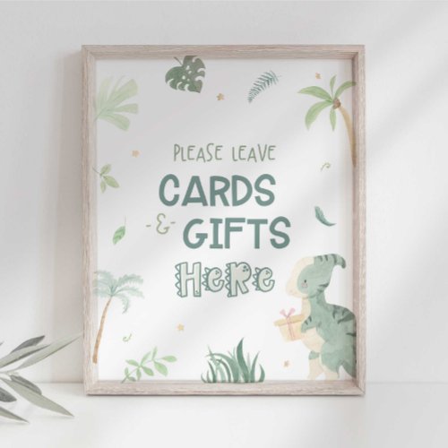 Dinosaur Cards and Gifts Party Sign