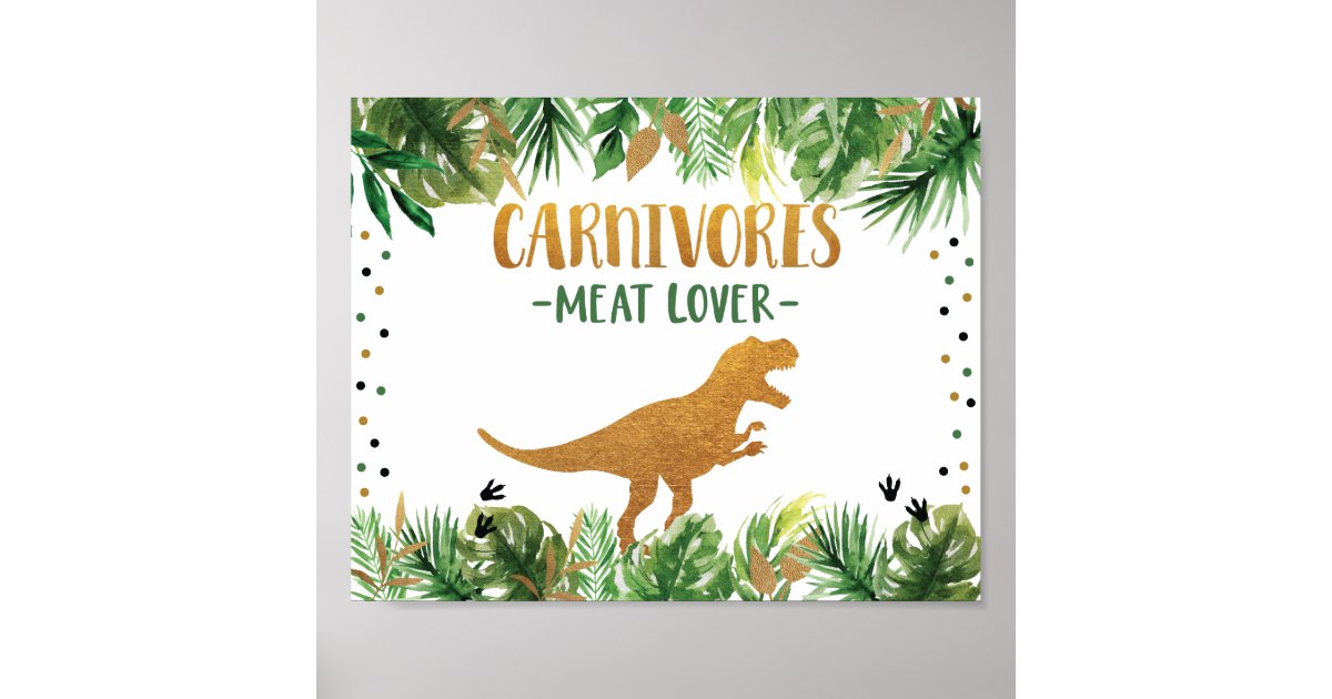 Dinosaur Carnivores Birthday Food Table Sign Zazzle Com