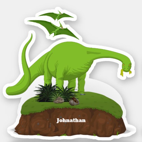Dinosaur cartoon alamosaurus DIY name pterodactyl Sticker
